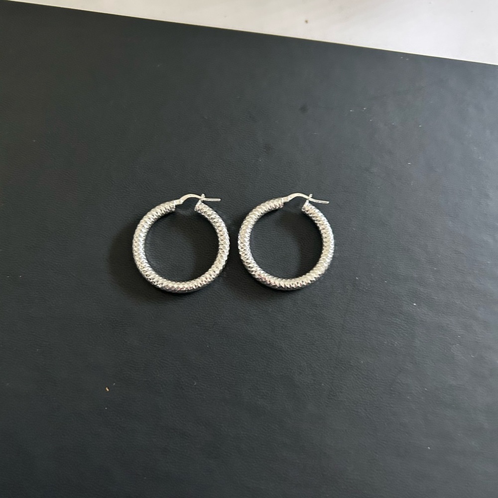Silver hollow hoops